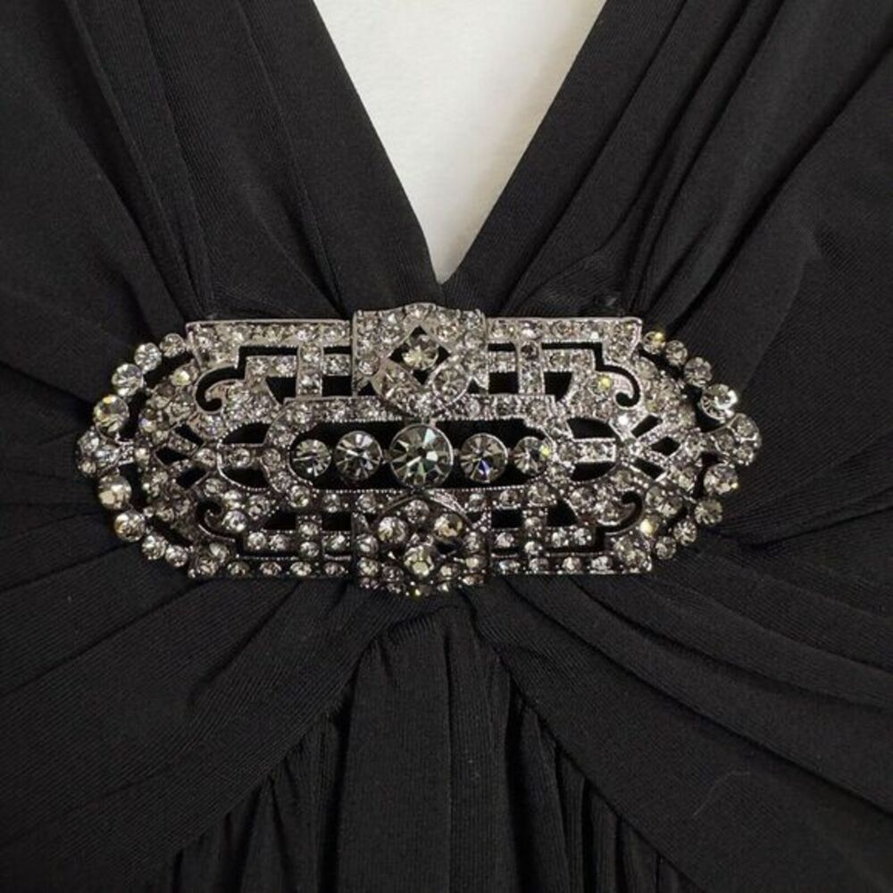 BCBGMAXAZRIA Black Ruched Maxi Dress Gown XS Jersey Ruched Formal Black Tie LBD - Picture 2 of 14